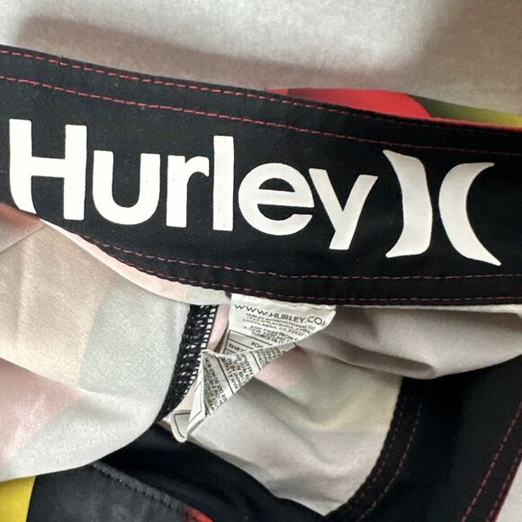 HURLEY Buckle Phantom Unlined Board Surf Swim Shorts Red Striped Mens Size 29 - Picture 10 of 12